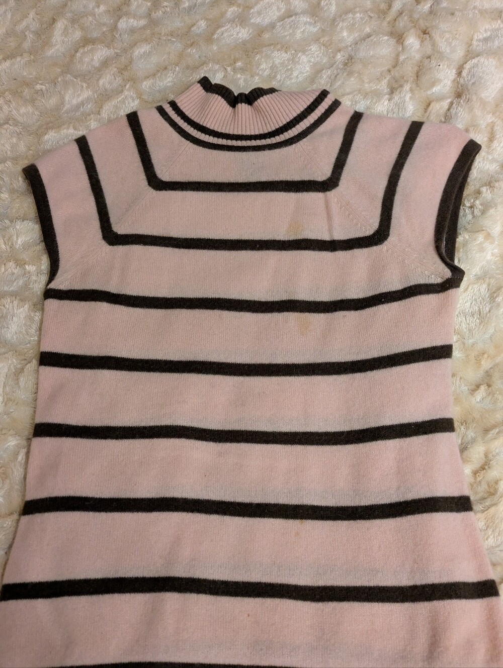 kenzie Pink and Black Striped Sleeveless Turtleneck Sweater